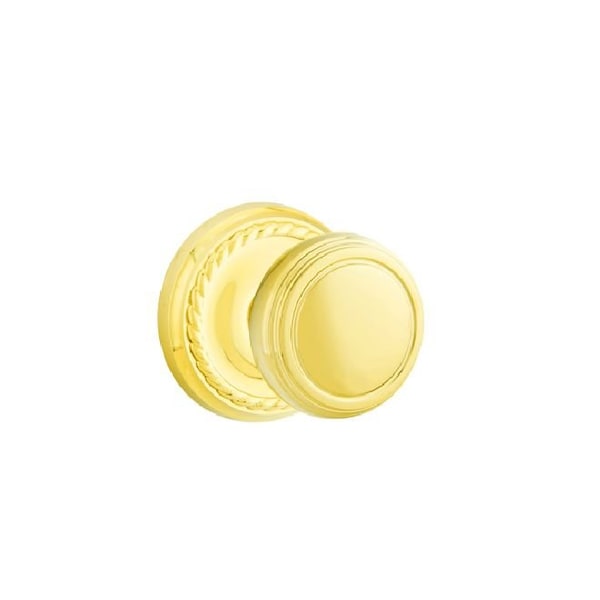 Emtek 8201NWUS3 Norwich Knob Privacy with Rope Rose for 1-1/4" to 2" Door Lifetime Brass Finish 8201NWUS3 - main